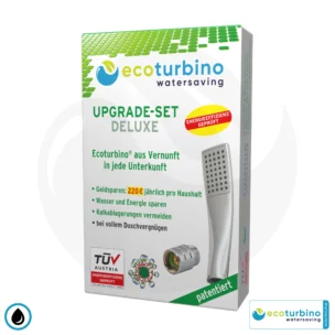 ecoturbino® Handdusche UPGRADE DELUXE SET 10 Legio | ET10L Wasserspar Adapter + Design Duschkopf - Handbrause | silber