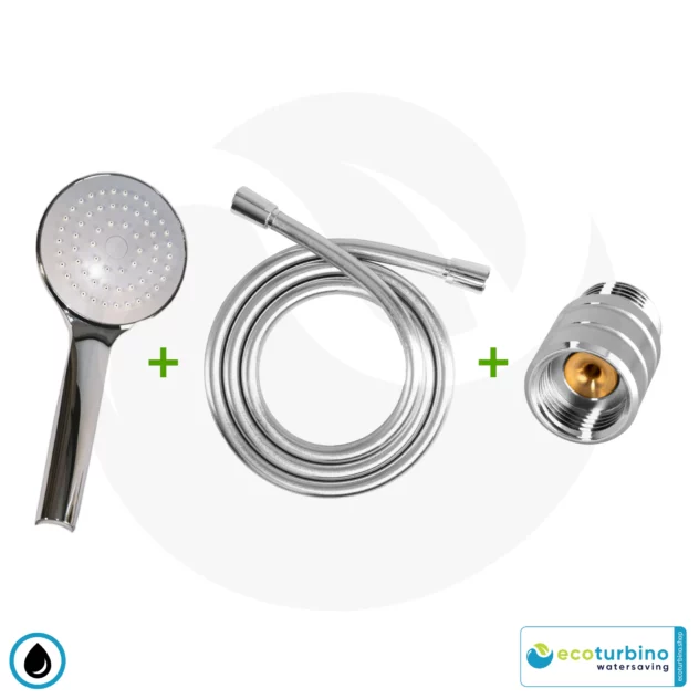 ecoturbino® Handbrause SET 10 Legio | ET10L Wasserspar Adapter + Duschschlauch + Duschkopf