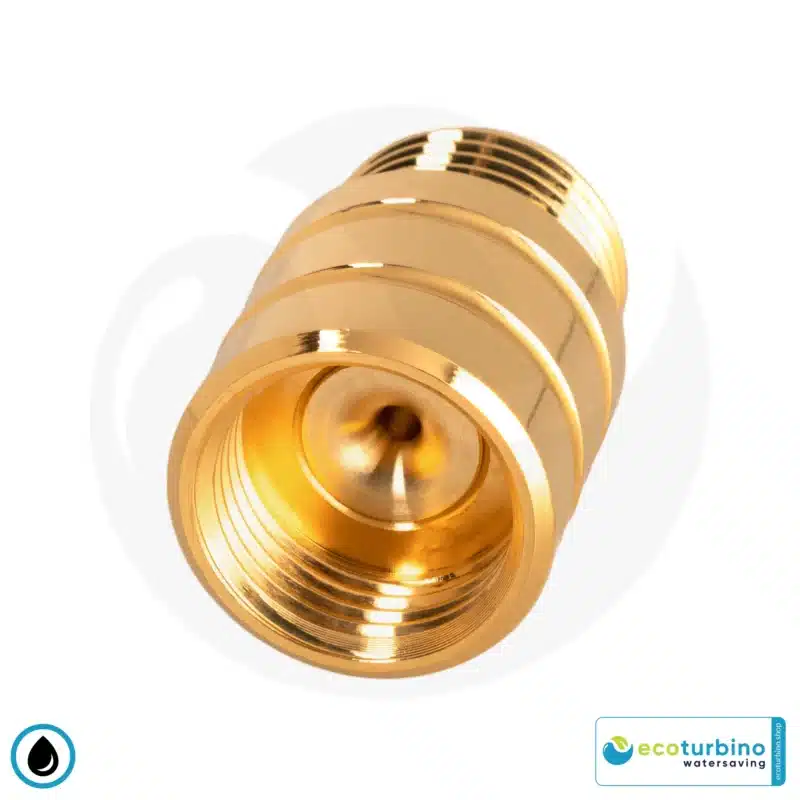 ecoturbino® ET10L waterbesparende doucheadapter | Bespaar water en energie (gas, elektriciteit) | Verlaag de kosten tot 40% tijdens het douchen + het legen van de douchekop | goud