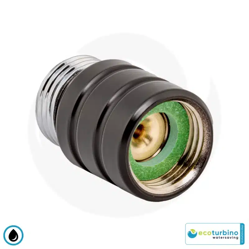 ecoturbino® ET10L Adaptador de Ducha para Ahorro de Agua | Ahorre Agua y Energía (Gas, Electricidad) | Reduzca Costes hasta 40% al Ducharse + Vaciar la Ducha | negro
