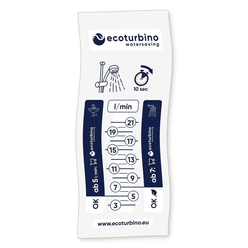 Wasser Messbeutel zur Wassermengen Ermittlung | ecoturbino® Eignung und Einsparmöglichkeit. Feedbild.