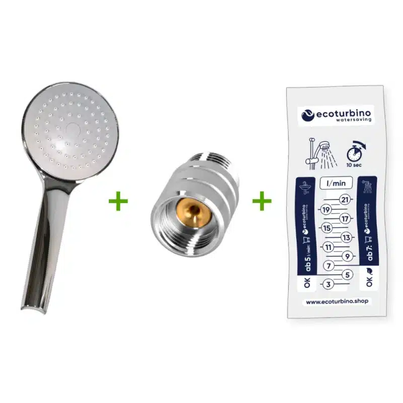 Shower Head UPGRADE SET 10 Legio | ET10L Water Saving Adapter + Handheld Showerhead | ecoturbino®. Feedimage.