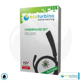 Showerhead DELUXE Shower SET 10 Legio black | ecoturbino® ET10L Water-saving Adapter + Shower Hose + DESIGN Shower Head