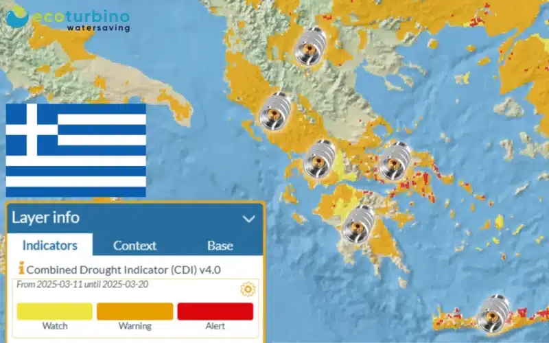 Pomanjkanje vode in suša v Grčiji | ecoturbino pomaga varčevati z vodo | Podpora turizmu