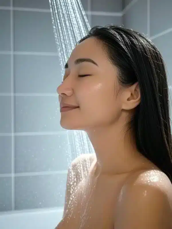 De l'eau propre sous la douche pour un soin optimal de la peau