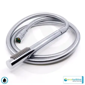 DELUXE S SET shower head, silver | Water-saving adapter + shower hose + DESIGN hand shower | ecoturbino®